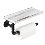 Paper Holder with Wooden Shelf & Iron Pipe