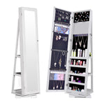 360 Spinning Lockable Jewelry Armoire with Free-Standing Mirror