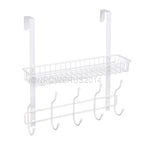 Over The Door Shelf with  5 Hooks & Basket