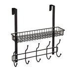 Over The Door Shelf with  5 Hooks & Basket