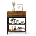 3 Tier Narrow Nightstand with USB Ports 24.8''(H）