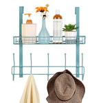 Over The Door Shelf with  5 Hooks & Basket