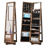 360 Spinning Lockable Jewelry Armoire with Free-Standing Mirror