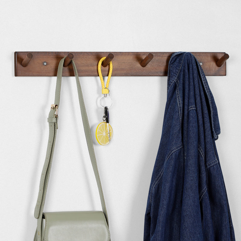 Wooden Coat Rack with Hooks