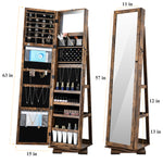 360 Spinning Lockable Jewelry Armoire with Free-Standing Mirror