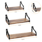 Set Of 3 Rustic Wooden Wall Shelves