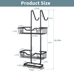 Aluminum Hanging Shower Caddy with 4 Hooks, Black