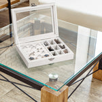 Velvet Clear Lid 9 Grid Jewelry Box