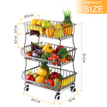 Fruit Storage Basket Cart with Wheels