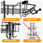 Over the Door Shower Caddy with Suction Cup, Hook & Soap Box