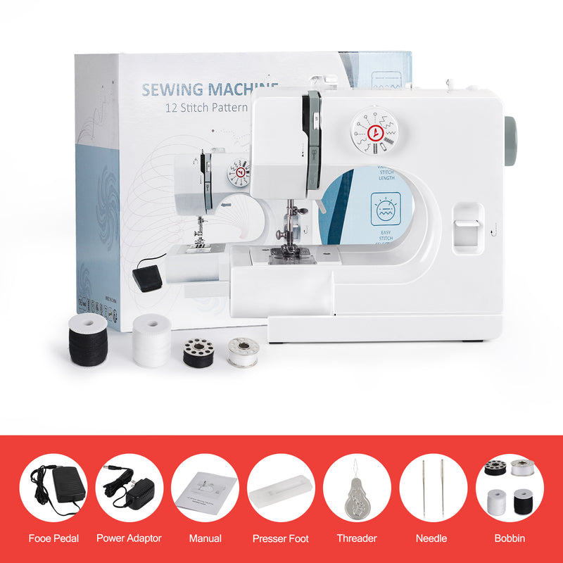 Sewing Machine with 12 Built-In Stitches