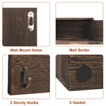 Mail Sorter Organizer with 3 Key Hooks