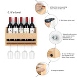 Wall-Mounted Wooden Wine Rack with 5 Bottle Holders and 4 Stemware Glass Hanger – Chic Kitchen and Home Bar Décor