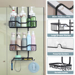 Aluminum Hanging Shower Caddy with 4 Hooks, Black