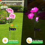 2PCS Solar Pink Rose Flowers