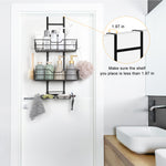 Over the Door Shower Caddy with Suction Cup, Hook & Soap Box