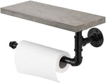 Paper Holder with Wooden Shelf & Iron Pipe