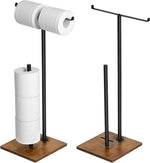 2 Pack Toilet Paper Holder with Wood Square Base