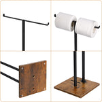 2 Pack Toilet Paper Holder with Wood Square Base