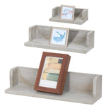 Set of 3 Real Wood Wall Shelves