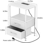 3 Tier Nightstand with Charging Station