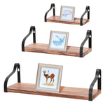 Set Of 3 Rustic Wooden Wall Shelves