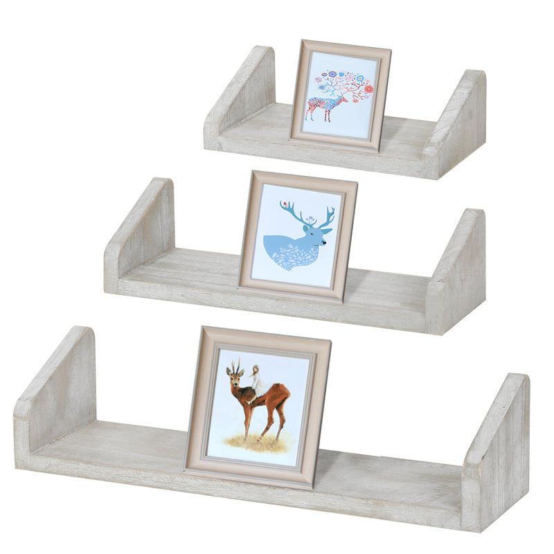 Set of 3 Real Wood Wall Shelves