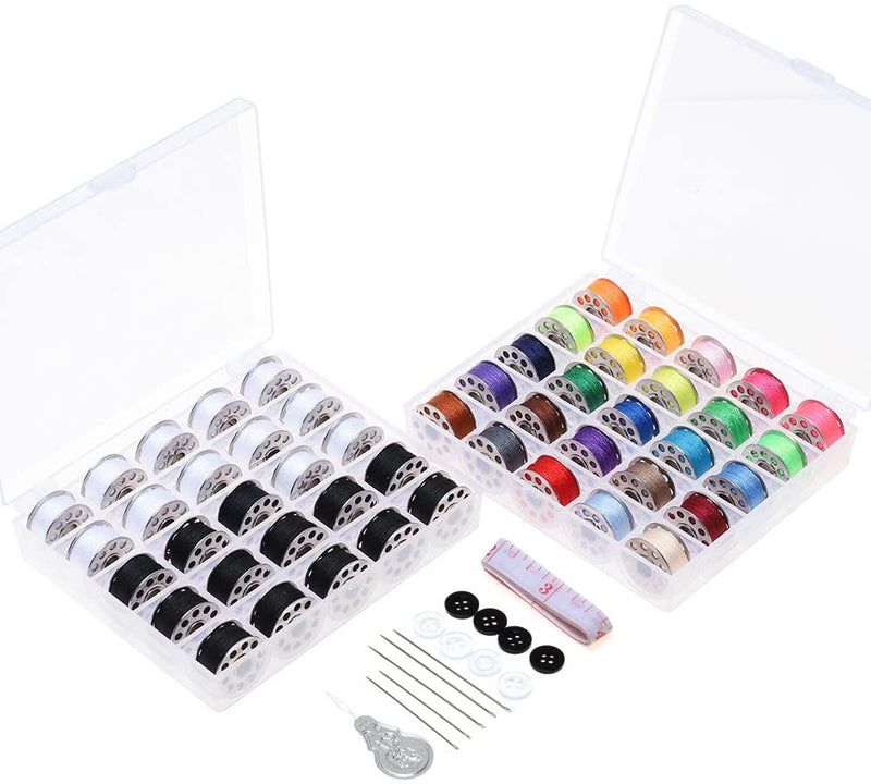 65-Piece, 27 Color Sewing Thread Kit with Bobbin Case