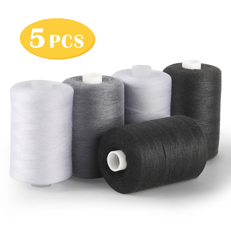 5-Piece in 2-Color Full Natural Rich Cotton Spools Thread