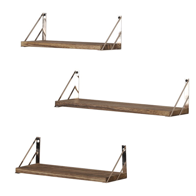 3 Piece Rustic Wooden Wall Shelf, Storage Racks