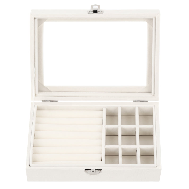 Velvet Clear Lid 9 Grid Jewelry Box