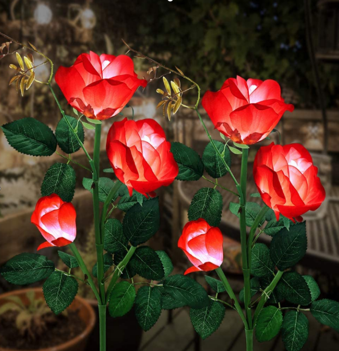 2pcs Solar Powered Rose, Flower Stake Lights