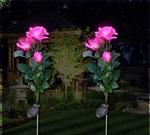 2PCS Solar Pink Rose Flowers